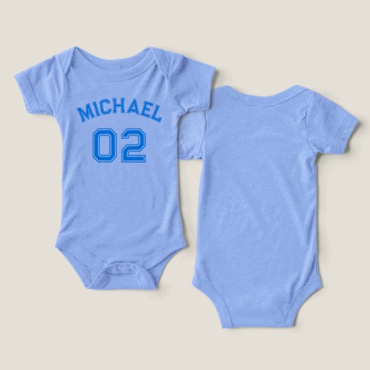Baby Jongensnaam Jersey Nummer Sporten Zacht Katoe (Ontwerp Voorkant & Achterkant)