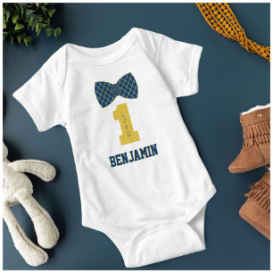 Baby Jongensnaam One Love Bow Stropdas Blauw Romper