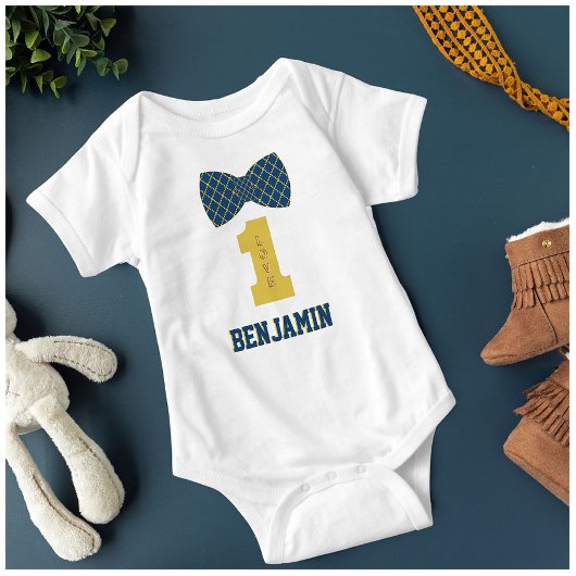 Baby Jongensnaam One Love Bow Stropdas Blauw Romper