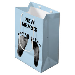 Baby Jongensvoetafdrukken op Blauw Medium Cadeauzakje
