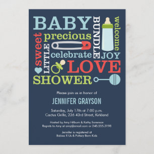 Baby Jumble Baby shower nodigt de marine uit Kaart
