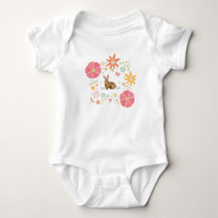 BABY JUMP SUIT 6 MAANDEN WIT MET BRUIN KONIJN ROMPER