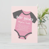 Baby Jumpsuit  | Roze | Uitnodiging tot Baby showe (Staand voorkant)