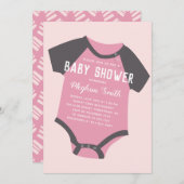 Baby Jumpsuit  | Roze | Uitnodiging tot Baby showe (Voorkant / Achterkant)