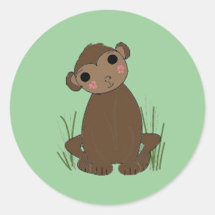 Baby Jungle Aap Ronde Sticker
