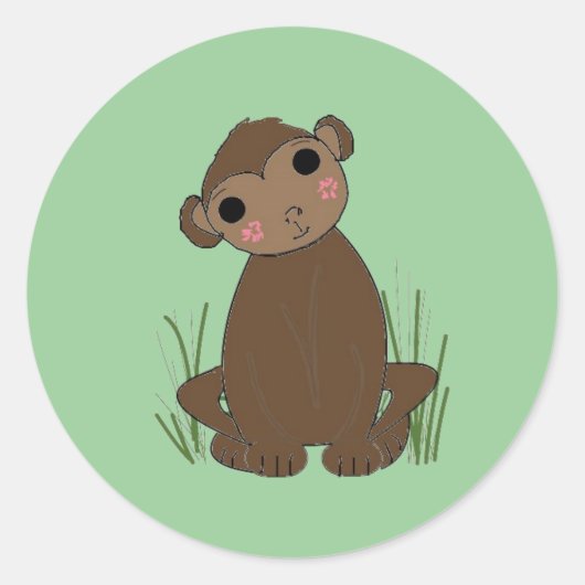Baby Jungle Aap Ronde Sticker (Voorkant)