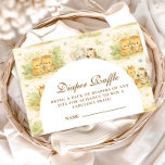 Baby Jungle Animals Diapper Raffle Informatiekaartje<br><div class="desc">A sweet storybook-style safari design featuring gentle watercolor baby animals including lions, giraffes, and elephants surrounded by soft jungle greenery and delicate botanical details. The warm neutral palette of cream, honey gold, and soft olive creates a timeless nature-inspired aesthetic, while the elegant arched layout leaves beautiful space for personalized event...</div>