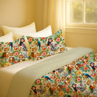 Baby Jungle Animals Tropical Nursery Pillowcase Kussensloop