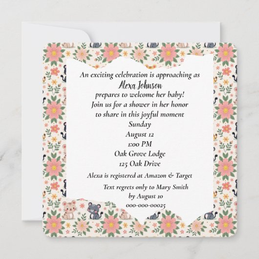 Baby Jungle Cats and Flowers Kaart (Voorkant)