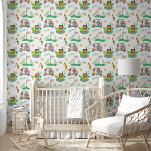 Baby Jungle Dieren Boho Kleuren Golfen Behang