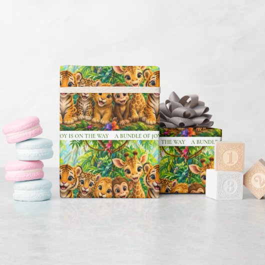 Baby Jungle Dieren Cadeaupapier (Baby Shower)