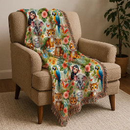 Baby Jungle Dieren Tropische Kinderen Worpdeken Deken