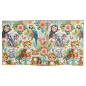 Baby Jungle Dieren Tropische Kinderkamer Kussenslo Kussensloop (Voorkant-Links)