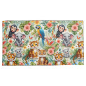Baby Jungle Dieren Tropische Kinderkamer Kussenslo Kussensloop (Voorkant-Rechts)