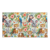 Baby Jungle Dieren Tropische Kinderkamer Kussenslo Kussensloop (Achterkant-Links)