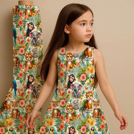 Baby Jungle Dieren Tropische Kinderkamer Stof Prin