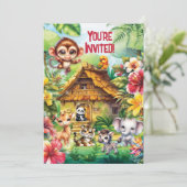 Baby Jungle Feestje Kaart (Staand voorkant)
