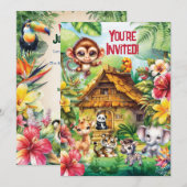 Baby Jungle Feestje Kaart (Voorkant / Achterkant)