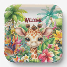 Baby Jungle Giraffe Feestbord