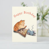 Baby Kaart Kat en muis op de geboorte (Staand voorkant)