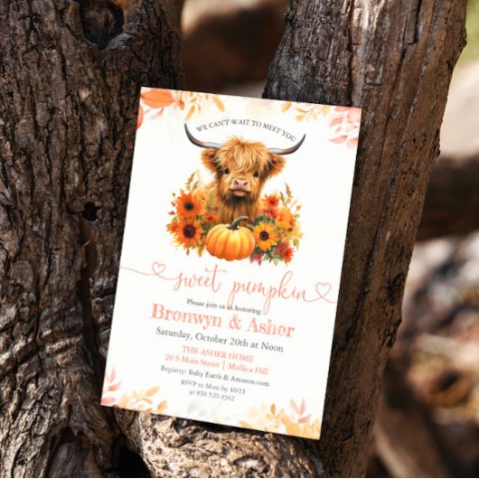 Baby Kalf Koe Pompoen Baby shower Invitation Kaart