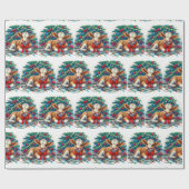 Baby kalf leggen door kerstboom cadeaupapier (Vlak)