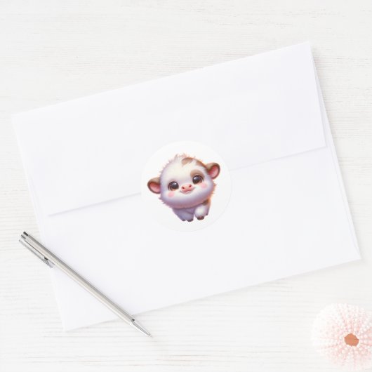 Baby kalf ronde sticker (Envelop)