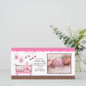 Baby Kamer Meisje FOTO Geboorteaankondiging Aankondiging (Staand voorkant)