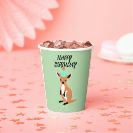 baby kangoeroe Happy Birthday Cup lichtgroen Papieren Bekers