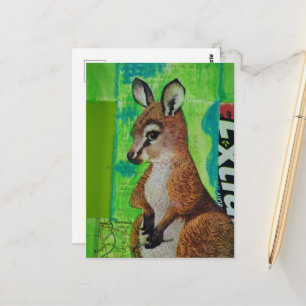 Baby Kangoeroe Mixed Media Collage Briefkaart