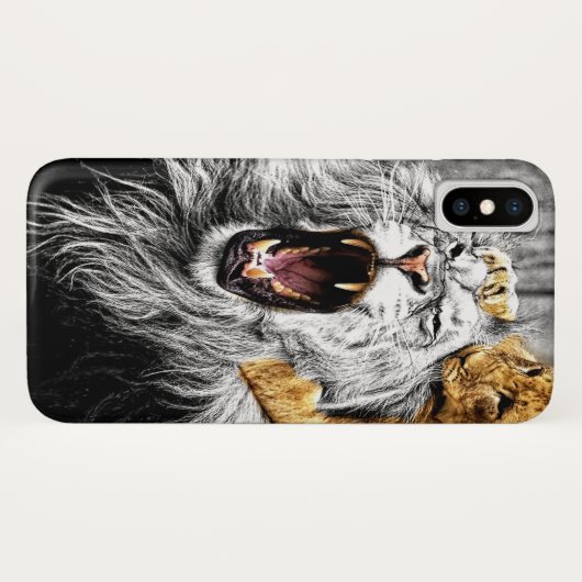 Baby kat bovenop grote leeuwenkop Case-Mate iPhone case (Achterkant (horizontaal))