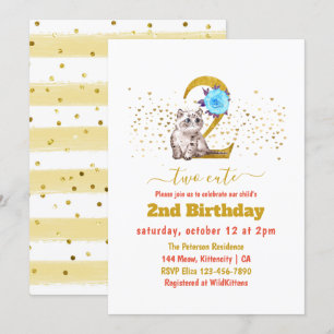 Baby Kat en bloemen 2e verjaardag Kaart