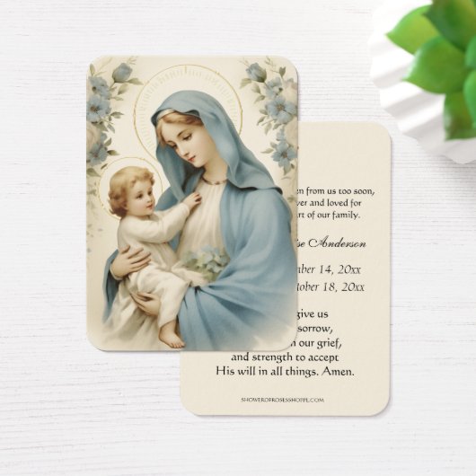Baby katholieke begrafenis Memorial Heilige Visitekaartje (Bureau)