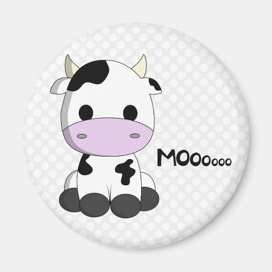 Baby kawaii - koe cartoon op poka dots magnet (Voorkant)