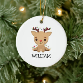 Baby Keepsake Kerst Schattigee rendieren naam Keramisch Ornament