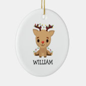 Baby Keepsake Kerst Schattigee rendieren naam Keramisch Ornament (Rechts)