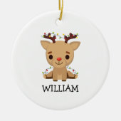 Baby Keepsake Kerst Schattigee rendieren naam Keramisch Ornament (Voorkant)