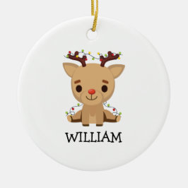 Baby Keepsake Kerst Schattigee rendieren naam Keramisch Ornament