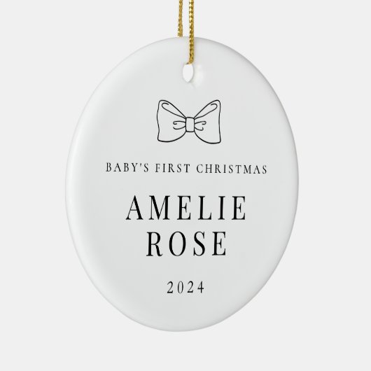 Baby Keepsake Ornament Minimalist Bow 2024 (Rechts)