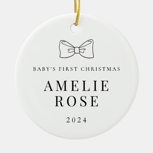 Baby Keepsake Ornament Minimalist Bow 2024 (Voorkant)