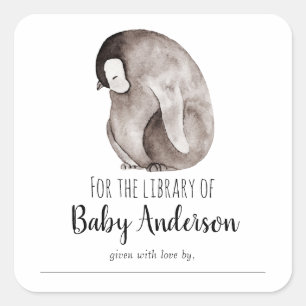 Baby keizer Penguin Baby shower Library Vierkante Sticker