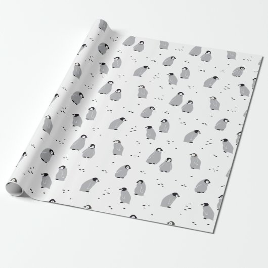 Baby keizer Penguin Chicks Pattern in white Cadeaupapier (Uitgerold)