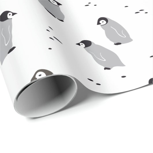 Baby keizer Penguin Chicks Pattern in white Cadeaupapier (Rol Hoek)
