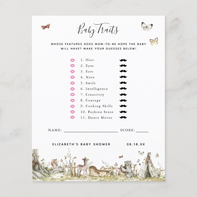 Baby Kenmerken | Baby Shower Spel (Voorkant)