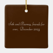 Baby Kerst Elf en Dachshund Kaart Keramisch Ornament (Achterkant)