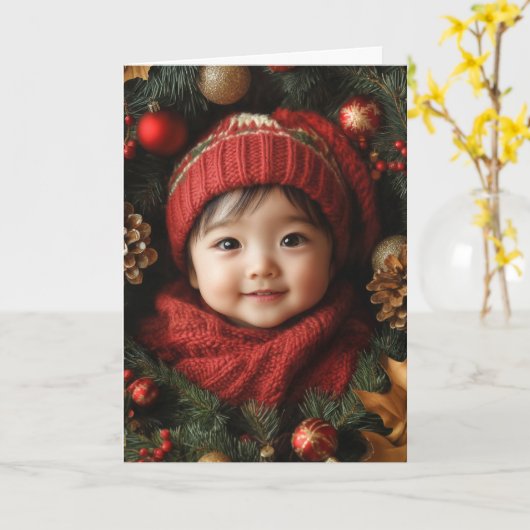  Baby kerst Kaart (Gele Bloem)