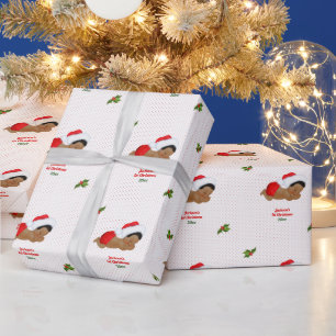 Baby Kerst Rood Kerstmannenhoedje Stip Cadeaupapier