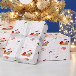 Baby Kerst Rood Kerstmannenhoedje Stip Geschenkpap Cadeaupapier