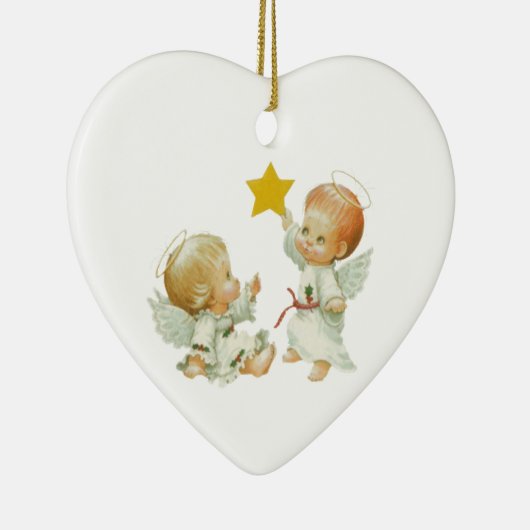 Baby Kerstangels Keramisch Ornament (Rechts)