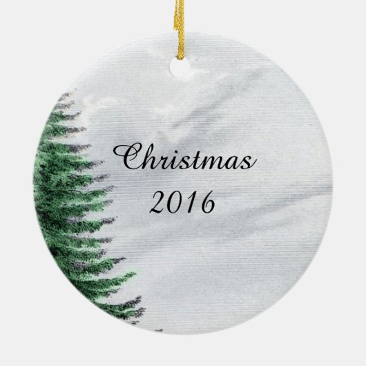 Baby kerstboomversiering Bossen Keramisch Ornament (Achterkant)